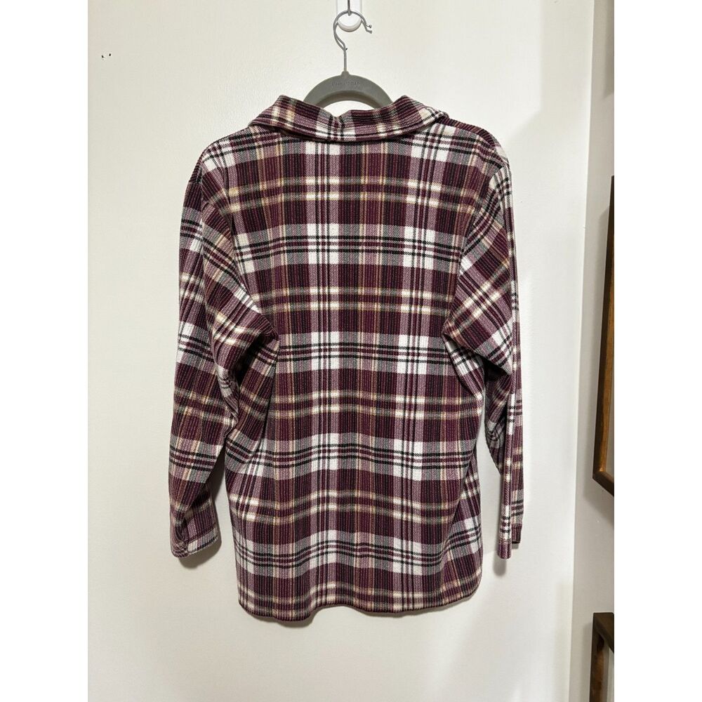Basic Editions Plaid Knit Soft Button Down Flanne… - image 3